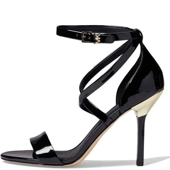 Michael Kors Black Patent Faux Leather Astrid Sandal with Box, Women’s Size 5.